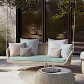 Wide Outdoor Rattan Swing Sofa Hanging Chair with Cushion in Natural Color